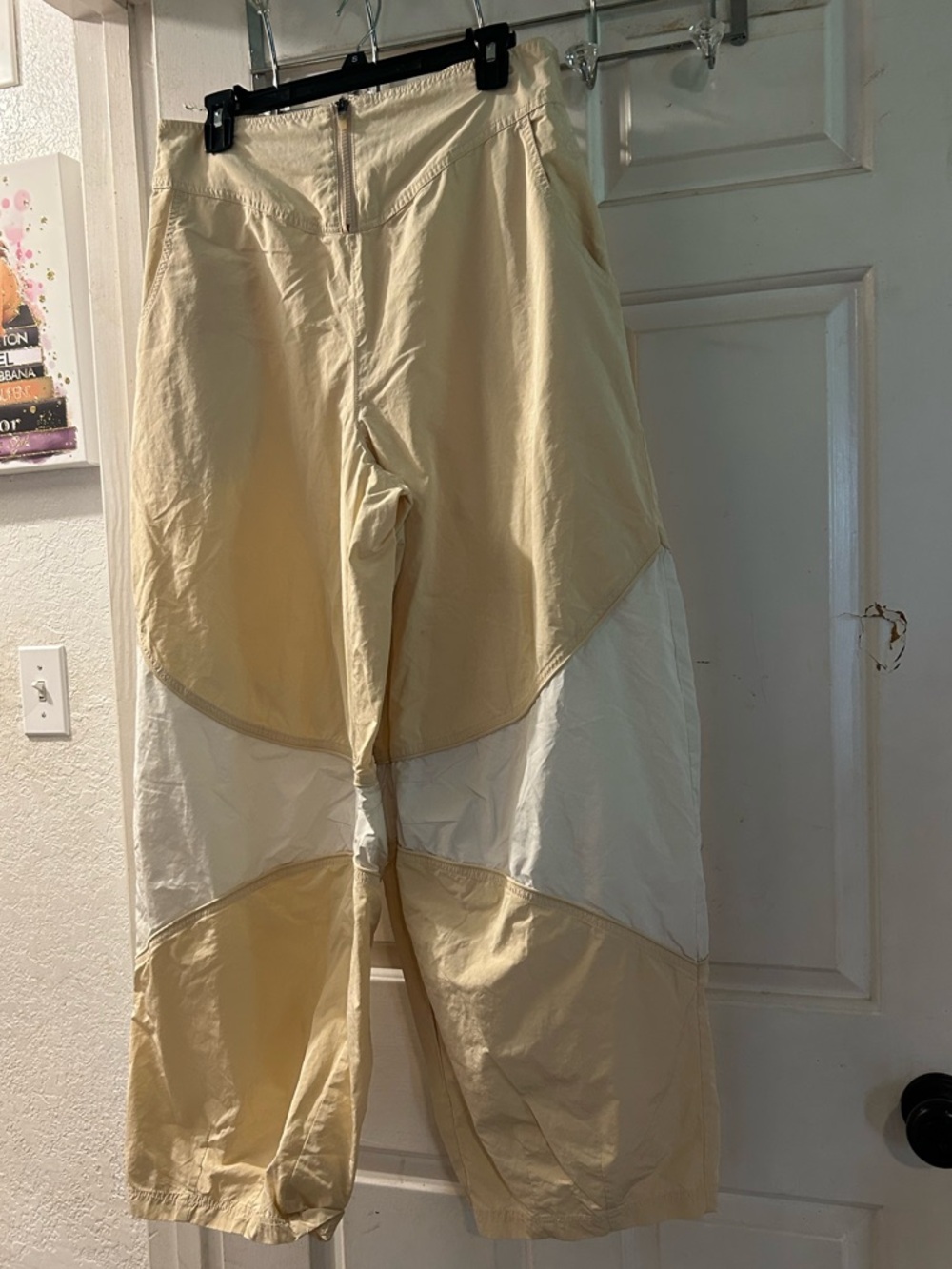 Free People Two-Tone Cream and White Cargo Pants